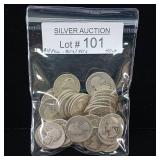 10 DOLLARS FACE  PRE-1965 WASHINGTON QUARTERS MIX  YEARS AS SEEN ON IMAGE  = 40 QUARTERS TOTAL