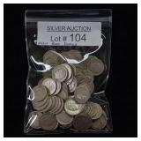10 DOLLARS FACE  PRE-1965 SILVER DIMES  YEARS AS SEEN ON IMAGE  MIX (MOSTLY ROOSEVELT) = 100 DIMES TOTAL
