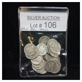 25 COUNT  MERCURY DIMES  90% SILVER COLLECTIBLES