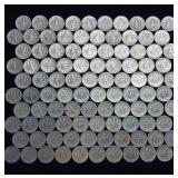 10 DOLLARS FACE  PRE-1965 SILVER DIMES  YEARS AS SEEN ON IMAGE  MIX (MOSTLY ROOSEVELT) = 100 DIMES TOTAL