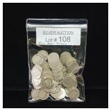 10 DOLLARS FACE  PRE-1965 SILVER DIMES  YEARS AS SEEN ON IMAGE  MIX (MOSTLY ROOSEVELT) = 100 DIMES TOTAL