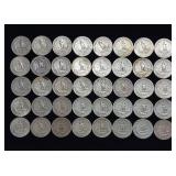 10 DOLLARS FACE  PRE-1965 WASHINGTON QUARTERS MIX  YEARS AS SEEN ON IMAGE MIXED DATES  = 40 QUARTERS TOTAL
