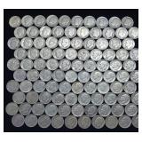 10 DOLLARS FACE  PRE-1965 SILVER DIMES  YEARS AS SEEN ON IMAGE  MIX (MOSTLY ROOSEVELT) = 100 DIMES TOTAL