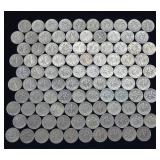 10 DOLLARS FACE  PRE-1965 SILVER DIMES  YEARS AS SEEN ON IMAGE  MIX (MOSTLY ROOSEVELT) = 100 DIMES TOTAL