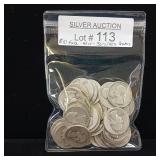 10 DOLLARS FACE  PRE-1965 WASHINGTON QUARTERS MIX  YEARS AS SEEN ON IMAGE = 30