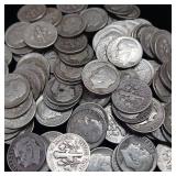 10 DOLLARS FACE  PRE-1965 SILVER DIMES   100 ROOSEVELT DIMES TOTAL