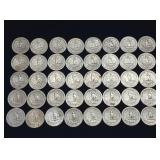 10 DOLLARS FACE  90% SILVER WASHINGTON QUARTERS  YEARS AS SEEN ON IMAGE = 30