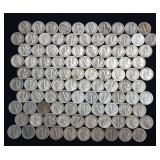 10 DOLLARS FACE  90% MERCURY SILVER DIMES  YEARS AS SEEN ON IMAGE  = 100 DIMES TOTAL
