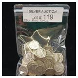 10 DOLLARS FACE  90% MERCURY SILVER DIMES  YEARS AS SEEN ON IMAGE  = 100 DIMES TOTAL