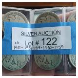 5 DOLLARS FACE WALKING LIBERTY HALF DOLLARS  10 COINS TOTAL  1917   1936  1920 - 1939