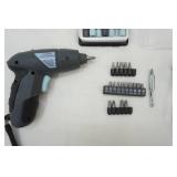 Cordless Power Screwdriver, bits, extension, cord and bag