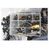 45qt plastic container with lid & bike parts