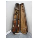Vintage Strad Model 1930s Violin and Coffin Case with bow