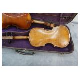 Vintage 1920s Strad Model Violins and Double Violin Case with Bows