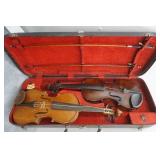 Vintage Violins and Double Violin Case with Bows