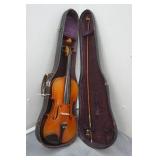 Vintage 1930s Strad Model Full Size Violin and Case with Bow