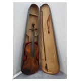 Vintage 1920s Guinneri Model Full Sized Violin and Case with Bow