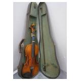 Vintage 1980s Student Model Full Size Violin and Case with Bow