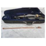 1960s Student Model Full Size Black Violin with Case & Bow