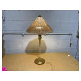 Table Lamp with Tapered Rattan Shade Gold - Threshold