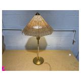 Table Lamp with Tapered Rattan Shade Gold - Threshold