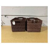 LOT OF 2 Rectangle Rattan Decorative Basket Dark Brown - Threshold designed with Studio McGee: FSC Certified Wicker Storage, Spot Clean