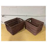 LOT OF 2 Rectangle Rattan Decorative Basket Dark Brown - Threshold designed with Studio McGee: FSC Certified Wicker Storage, Spot Clean