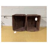 LOT OF 2 Rectangle Rattan Decorative Basket Dark Brown - Threshold designed with Studio McGee: FSC Certified Wicker Storage, Spot Clean