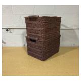 LOT OF 2 Rectangle Rattan Decorative Basket Dark Brown - Threshold designed with Studio McGee: FSC Certified Wicker Storage, Spot Clean