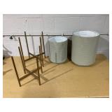 Gray Honeycomb Metal Cachepot Planters with Gold Stands