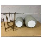 Gray Honeycomb Metal Cachepot Planters with Gold Stands