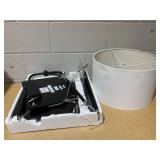 Etagere Power Source Shelf Floor Lamp Black Metal/Wood - Threshold