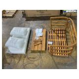 2PCS Edwin Outdoor Acacia Wood Loveseat and Coffee Table Set with Cushions