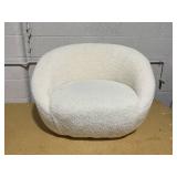 Swivel Accent Chair Faux Shearling Cream (FA) - Room Essentials