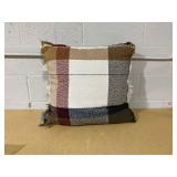 Oversized Woven Plaid Square Throw Pillow Brown/Cream/Red Threshold Studio McGee