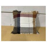 Oversized Woven Plaid Square Throw Pillow Brown/Cream/Red Threshold Studio McGee