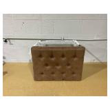 Trubeck Tufted Metal Base Ottoman Faux Leather Brown - Threshold: Padded Footstool, No Assembly Required