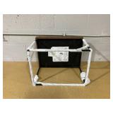 Trubeck Tufted Metal Base Ottoman Faux Leather Brown - Threshold: Padded Footstool, No Assembly Required