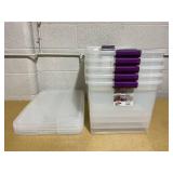5PCS Sterilite 66qt ClearView Latch Box Clear with Purple Latches: Plastic Storage Container, Lidded & Stackable