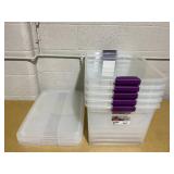 5PCS Sterilite 66qt ClearView Latch Box Clear with Purple Latches: Plastic Storage Container, Lidded & Stackable