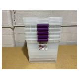 5PCS Sterilite 66qt ClearView Latch Box Clear with Purple Latches: Plastic Storage Container, Lidded & Stackable