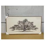 47" x 24" Pen and Ink Tree Framed Wall Canvas - Threshold: Digital Art Nature Scene, Polystyrene Frame