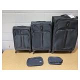 5PCS Skyline Softside Checked Spinner Luggage Set