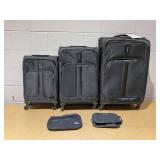 5PCS Skyline Softside Checked Spinner Luggage Set
