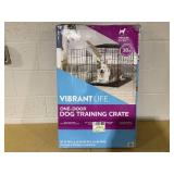Vibrant Life Single Door Folding Metal Wire Dog Crate with Divider and Tray