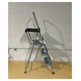 Cosco 3-Step 225-lb Capacity Silver Steel Foldable Step Stool