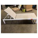 ULAX FURNITURE Patio Aluminum Chaise Lounge with 5-Position Backrest in Beige  Customer Returns See Pictures