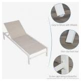 ULAX FURNITURE Patio Aluminum Chaise Lounge with 5-Position Backrest in Beige  Customer Returns See Pictures