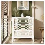 FUFU&GAGA 3-Drawers White Wood Mirrored Paint Nightstands Bedside Table with Mirror Finish (28.5 in. H x 11.8 in. D x 26 in. W) Customer Returns See Pictures