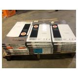 18 Boxes of TrafficMaster Seashore Wood 4 MIL x 12 in. W x 24 in. L Peel and Stick Water Resistant Vinyl Tile Flooring (20 sqft/case) Customer Returns See Pictures